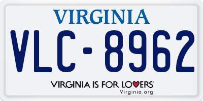 VA license plate VLC8962