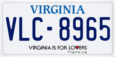 VA license plate VLC8965