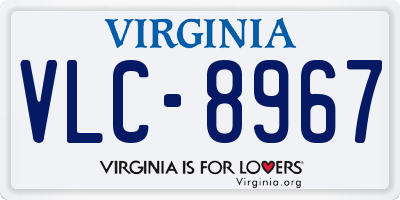 VA license plate VLC8967