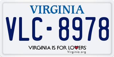 VA license plate VLC8978