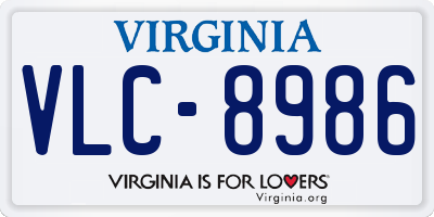 VA license plate VLC8986