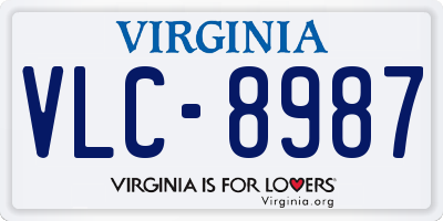 VA license plate VLC8987