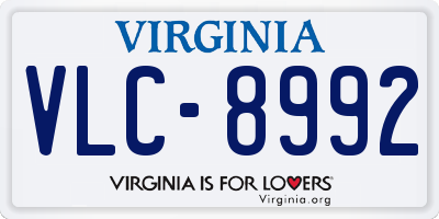VA license plate VLC8992