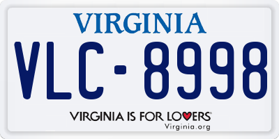 VA license plate VLC8998