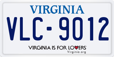 VA license plate VLC9012
