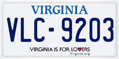 VA license plate VLC9203