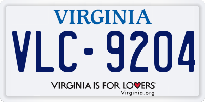 VA license plate VLC9204