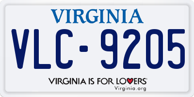 VA license plate VLC9205