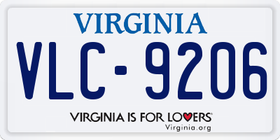VA license plate VLC9206