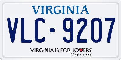 VA license plate VLC9207