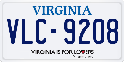 VA license plate VLC9208
