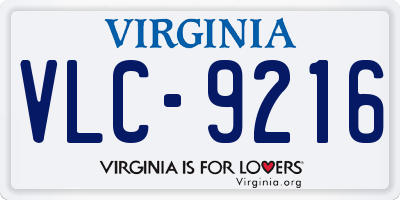 VA license plate VLC9216