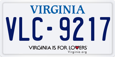 VA license plate VLC9217