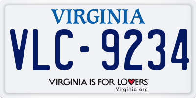 VA license plate VLC9234