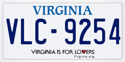 VA license plate VLC9254