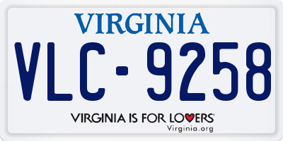 VA license plate VLC9258