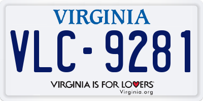 VA license plate VLC9281