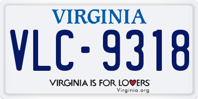 VA license plate VLC9318