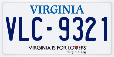 VA license plate VLC9321