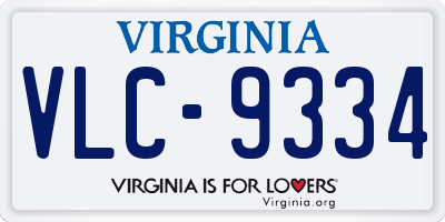 VA license plate VLC9334