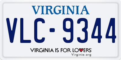 VA license plate VLC9344