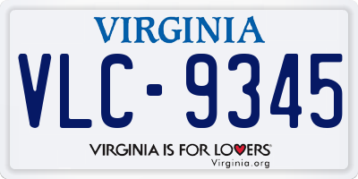 VA license plate VLC9345