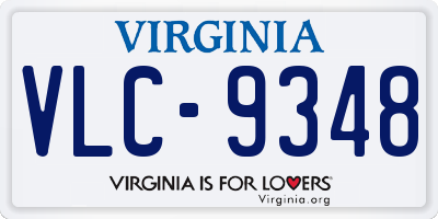 VA license plate VLC9348