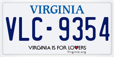 VA license plate VLC9354