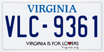 VA license plate VLC9361