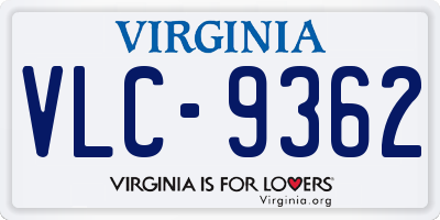 VA license plate VLC9362
