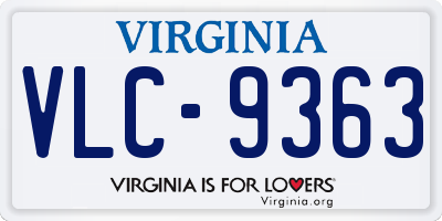 VA license plate VLC9363
