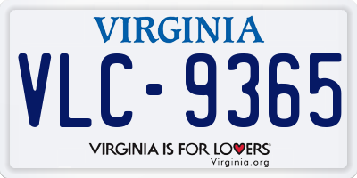 VA license plate VLC9365