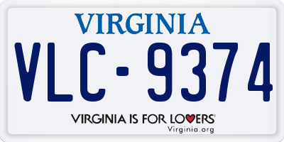 VA license plate VLC9374