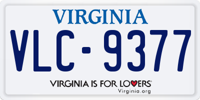 VA license plate VLC9377