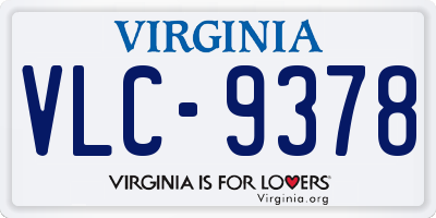 VA license plate VLC9378