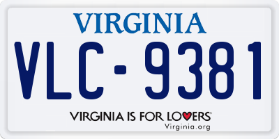 VA license plate VLC9381