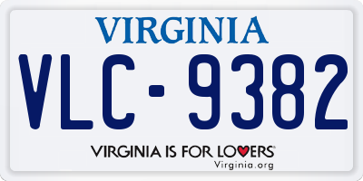 VA license plate VLC9382