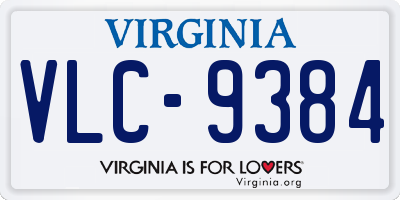 VA license plate VLC9384