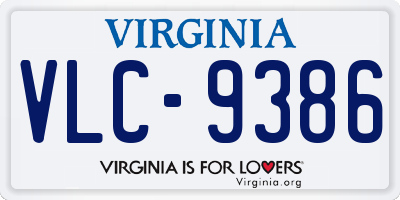 VA license plate VLC9386