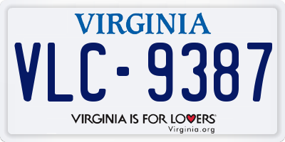 VA license plate VLC9387