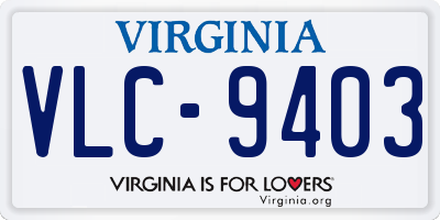 VA license plate VLC9403