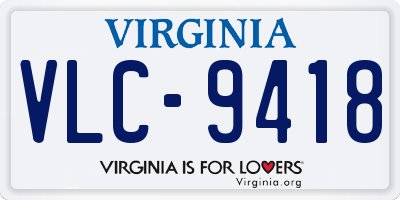 VA license plate VLC9418