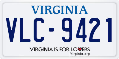 VA license plate VLC9421