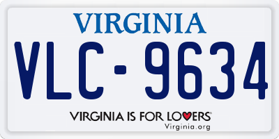 VA license plate VLC9634