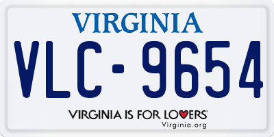 VA license plate VLC9654