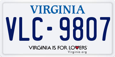 VA license plate VLC9807