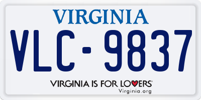 VA license plate VLC9837