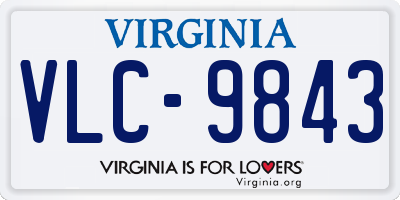 VA license plate VLC9843