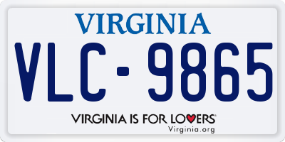 VA license plate VLC9865