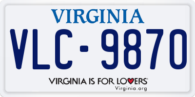 VA license plate VLC9870